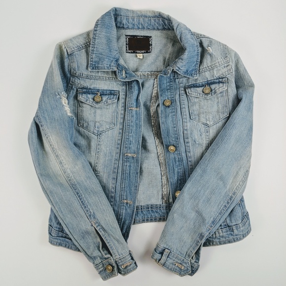River Island Jackets & Blazers - River Island Distressed Jean Jacket Size Small